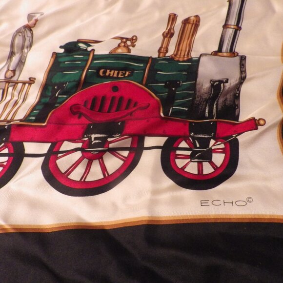 Vintage Silk Christmas Scarf/ ECHO/ Toys/ Toy Soldiers/ Train/ Doll - Picture 2 of 8